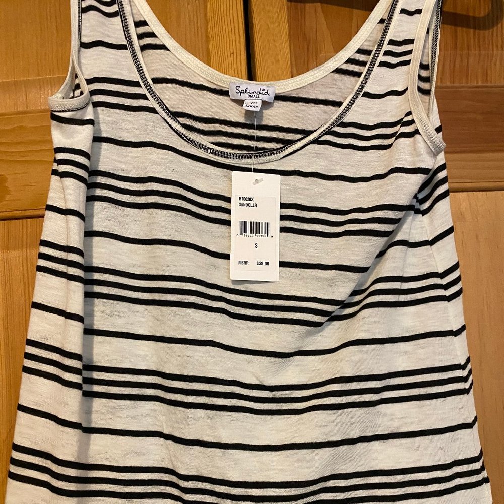 Splendid Black and White Striped Tank (NWT)